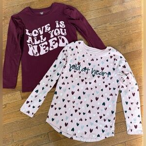 Girls Long Sleeve Shirts - Love & Wild At Heart Design Size L 10/12